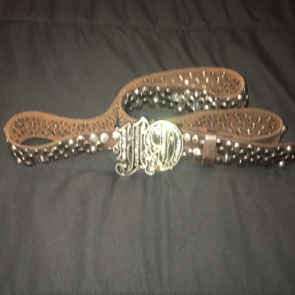 Harley Davidson brown rhinestone belt L